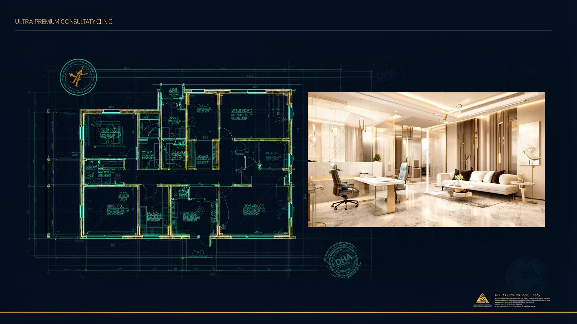 Engineering drawings for adding services to a Dubai clinic