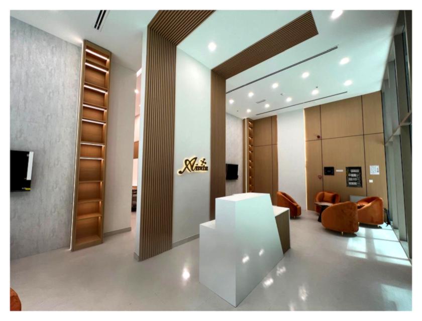 Reception area of a Spectronix-delivered medical clinic fit-out in Dubai