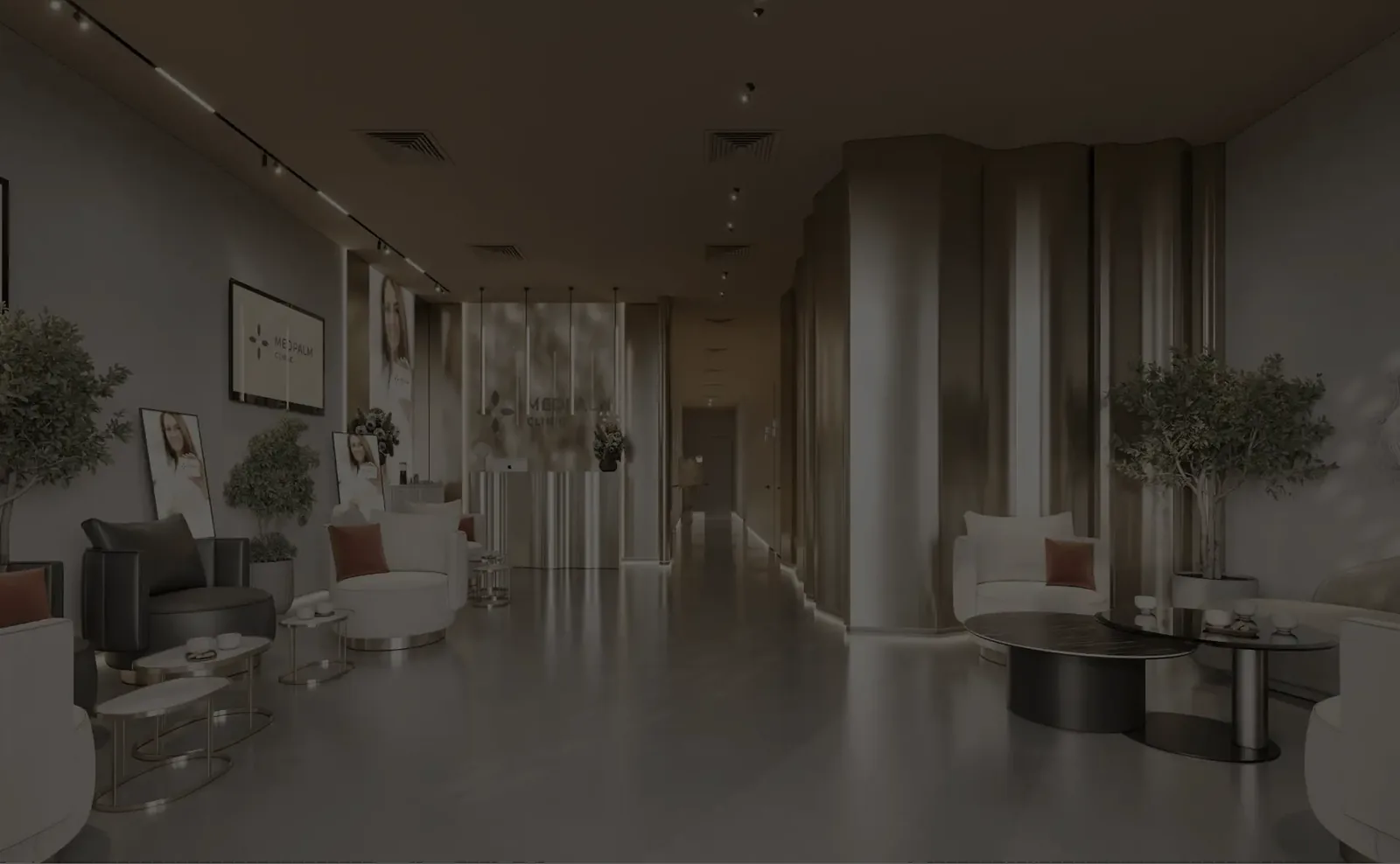 Internal corridor of Medpalm Polyclinic Dubai leading to consultation rooms